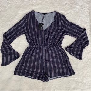 FIKA the BRAND || navy striped bell sleeve romper